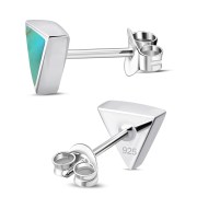 6pairs, Turquoise Triangle Silver Stud Earrings - e348